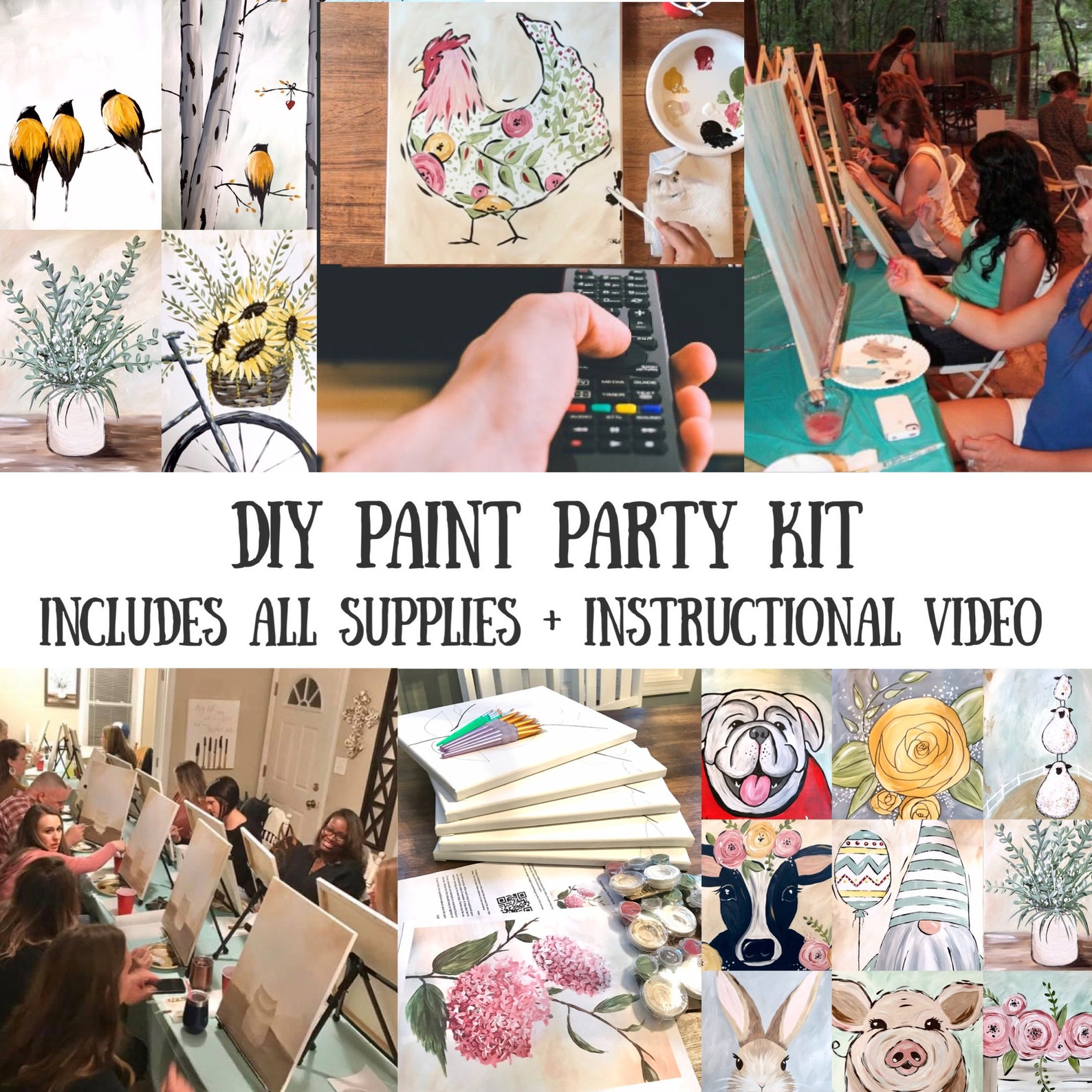 Paint Party Kit Host a DIY paint party at Home Sip & paint Etsy