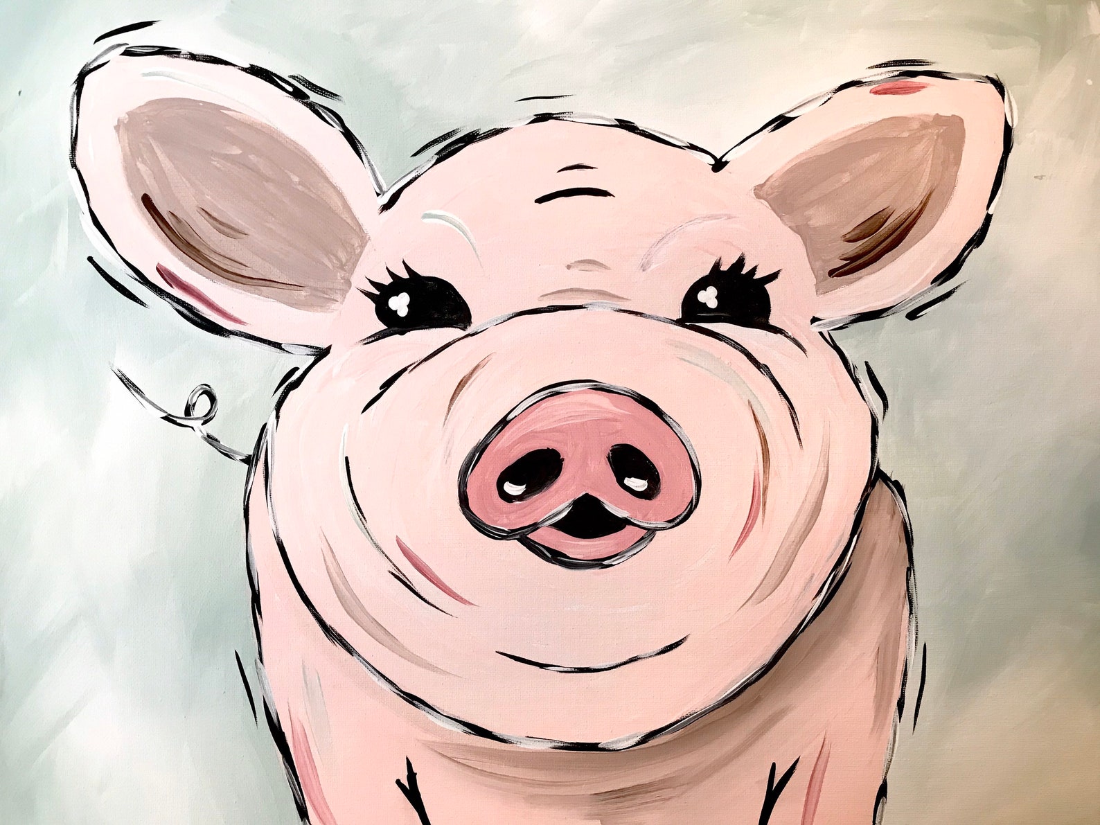 Pig Canvas Painting Tutorial/instant Download/ Learn How to Etsy
