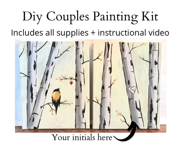 DIY Couples Canvas Painting Kit/ Includes 2 Canvases, Supplies