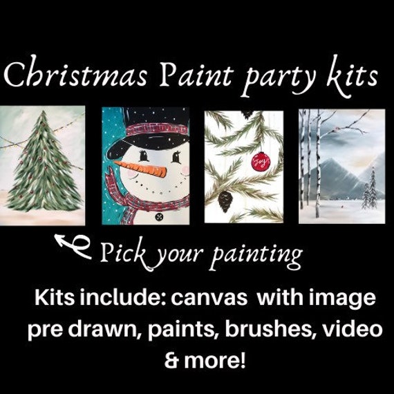 Christmas Paint Party Canvas Kit Host a DIY Paint Party at Home Sip and  Paint Includes ALL Supplies & Video Adult Painting Holiday 
