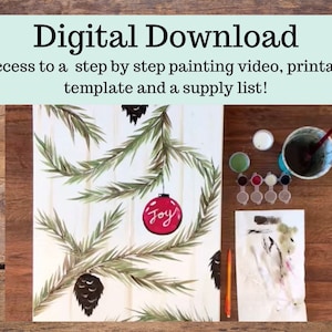 Ornament Christmas Canvas painting tutorial/Instant download/ learn how to paint/ art class/ Beginner/ easy/ diy painting/ digital download