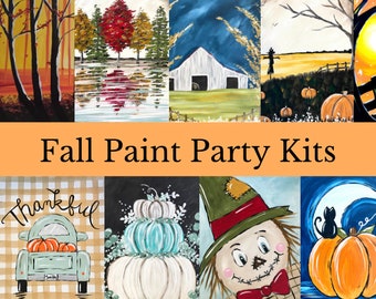 Fall Paint Party Kit. 11x14 Canvas! Host a DIY paint party at Home! Sip & paint! Includes Painting supplies and Video! Great for Beginners!