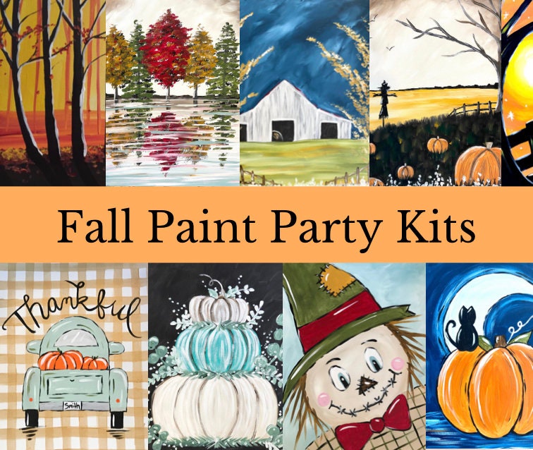 Fall Paint Party Kit. 11x14 Canvas Host a DIY Paint Party at Home Sip &  Paint Includes Painting Supplies and Video Great for Beginners 