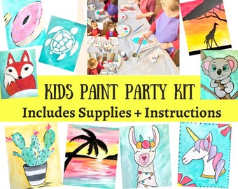 Predrawn Outline Themed Canvas Board for Kids Art Party Paint Party Set Kit  Bulk Lot Choose Size8x8 or 8x10 Princess Mermaid and More 