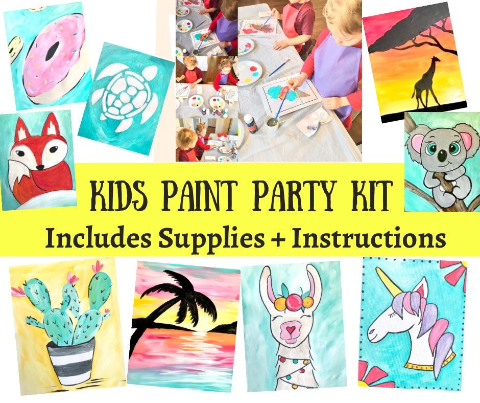 Mini Art Kit for Party, Favors Party, Painting Party for Kids, Birthday  Kids, Arts Birthday, Kids Wooden Stencils, Kids Party Canvas 