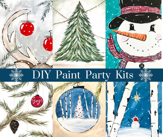 11x14 Canvas Kit Host a DIY Paint Party at Home Sip & Paint Includes  Painting Supplies and Video Great for Beginners Virtual at Home 