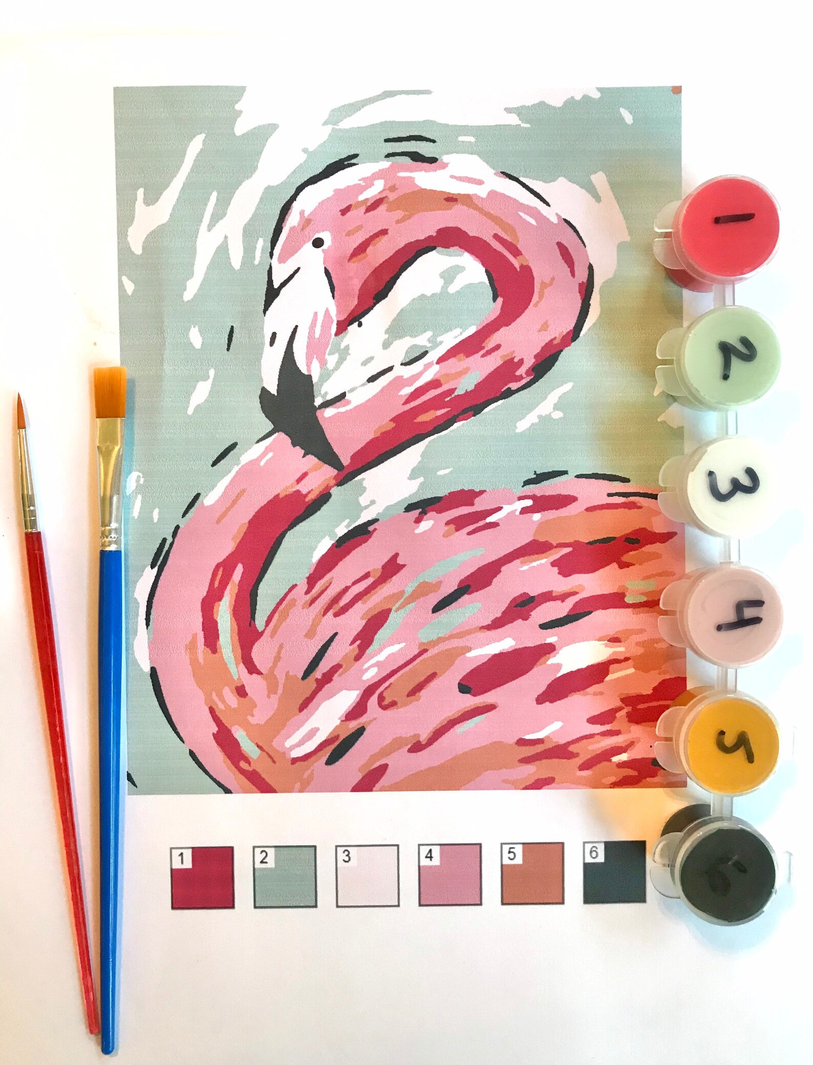 Paintbynumbers Kit Diy Flamingo Painting Kit Easy Art Etsy