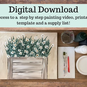 Daisies in Box painting tutorial/Instant download/ learn how to paint/ art class/ Beginner/ diy painting/ easy/ digital download/ video