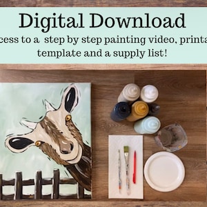 Goat canvas painting tutorial/Instant download/ learn how to paint/ art class/ Beginner/ diy painting/ easy/ digital download/ video