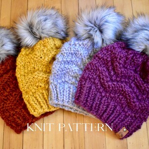 KNITTING PATTERN // Ridgeway Beanie Pattern, Chucky Knit Pattern, Chunky Hat Pattern, Beanie Pattern, Knit Hat