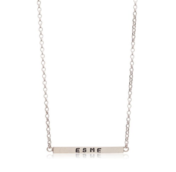 Cube Bar Necklace Sterling Silver Name 