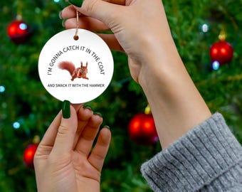 Christmas Vacation Squirrel Ceramic Ornament - Free Shipping