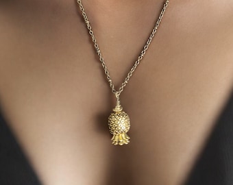 Joyería Swingers Piña al revés Fiesta de adultos Collar de piña con símbolo de swinger Collar con colgante de piña en tono DORADO de tamaño personalizado