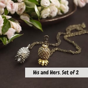 Swingers couple necklace  Upside down pineapple Adult party Swinger symbol pineapple Custom size pineapple necklace His silver - Her Gold