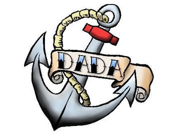 Marine fathers day gift Anchor tattoo / Kids safe temporary tattoo  Set of 2