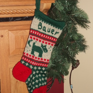 Hand Knit Dog Christmas Stocking