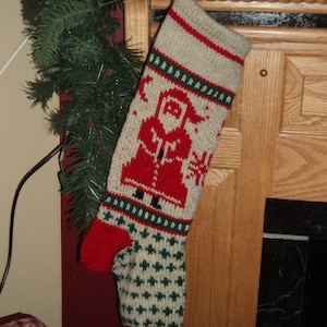 Hand Knit Santa Claus Christmas Stocking