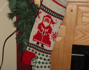 Hand Knit Santa Claus Christmas Stocking