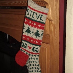 Hand knit Christmas Tree Stocking
