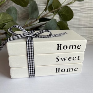 Wooden Book Stack, Wooden Home Decor, Tiered Tray Decor,