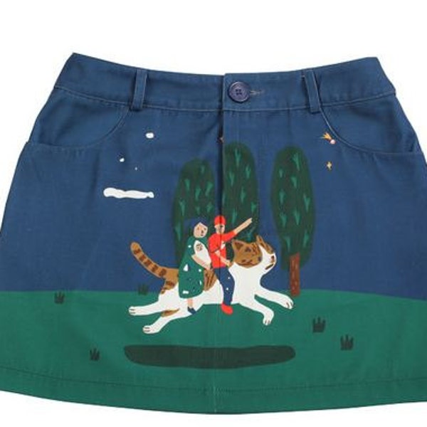 Neverland collection little town and forest summer party blue green floral shorts and skirt