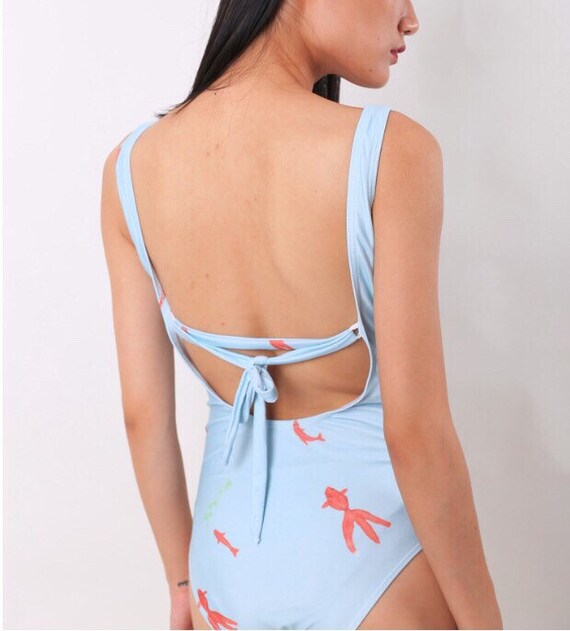 Lost In Kyoto Collection Blue Japanese Red Fish Creamy Ivory Etsy