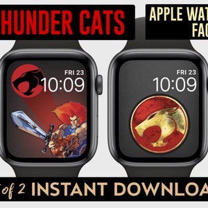 2Er Set Thundercats Apple Watch Faces Wallpapers | Löwe-o mit seinem Schwert und dem Thundercats Symbol