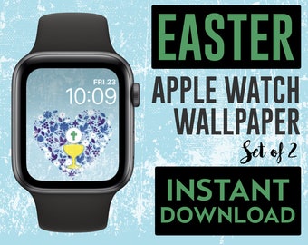 Set von 2 Ostern Floral Kommunion Apple Watch Wallpaper Gesicht | Christlich-Spirituelle