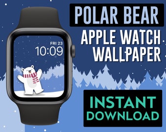 Feliz oso polar invierno nevado Navidad Apple Watch fondo de pantalla cara