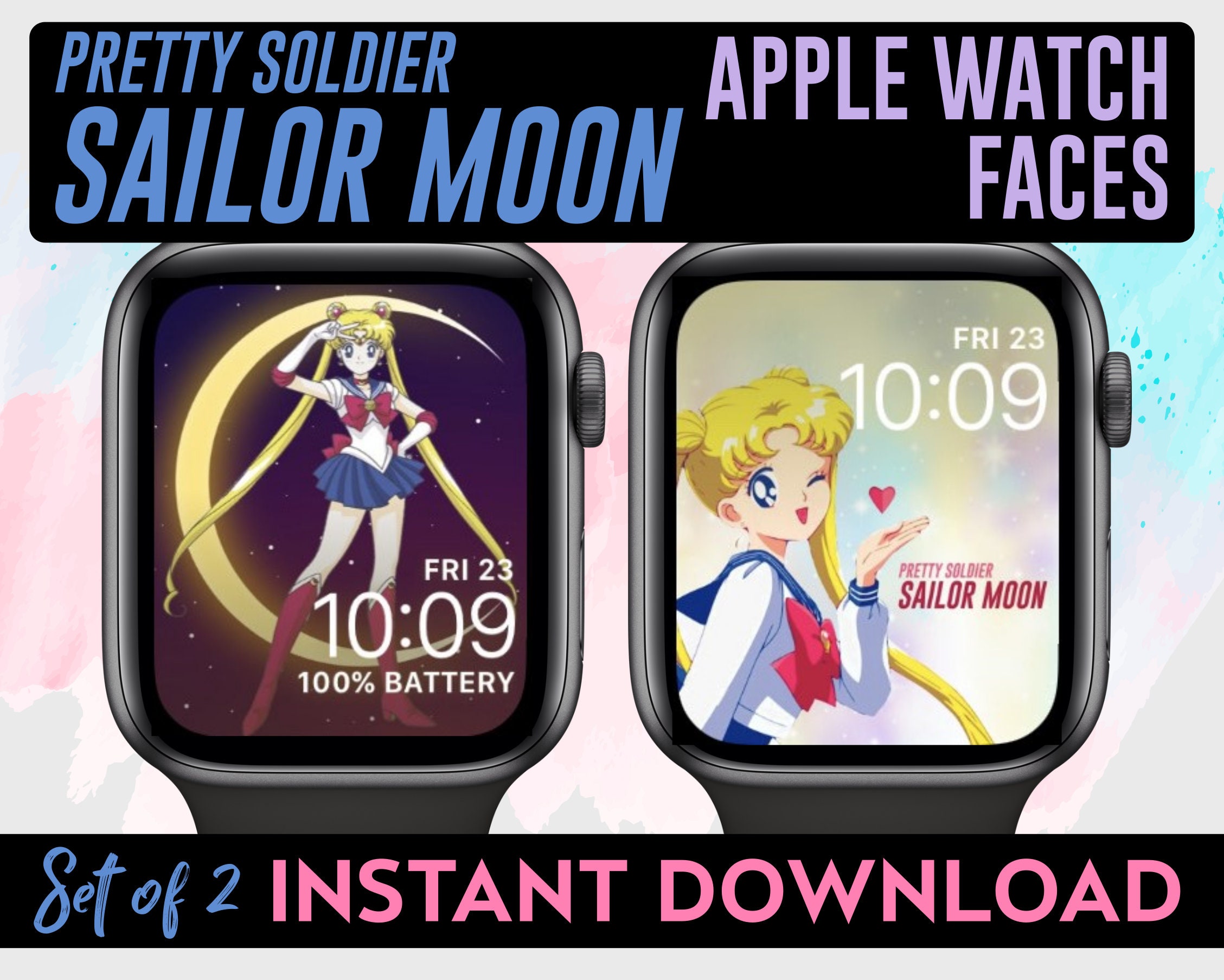 Set of 2 Sailor Moon Apple Watch Face Wallpapers A Watch - Etsy Norway Set of 2 Sailor Moon Apple Watch Face Wallpapers A Watch - Etsy Norway