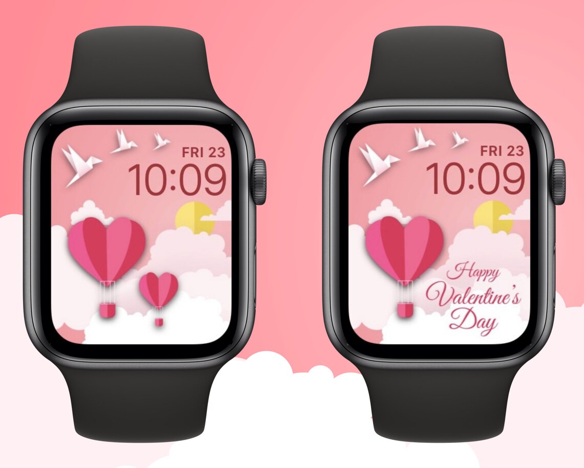 Set of 2 Pink Valentine's Day Apple Watch Wallpaper Face Etsy
