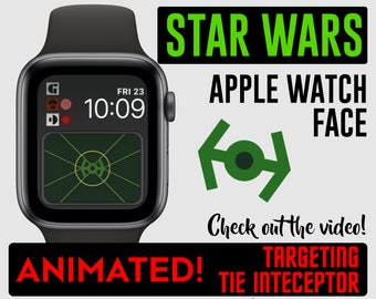 ANIMIERTES Star Wars X-wing Computer Apple Uhrengesicht | von Valo Creations | Zielobjekt Krawattenfänger