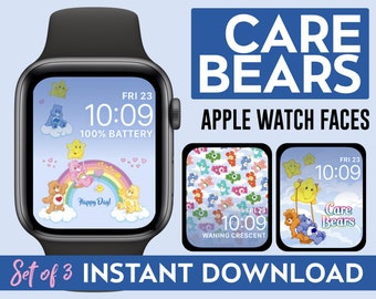 Satz von 3 Pflege Bären Apple Watch Gesichter Hintergrundbilder | Cheer Bear, Grumpy Bear, Tenderheart, Good Luck Bear & mehr!