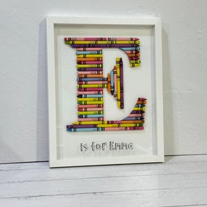 Custom Crayon Monogram, Baby Gift, Personalized Crayon Letter, Pastel colors, Baby Girl Nursery Decor, Handmade image 1