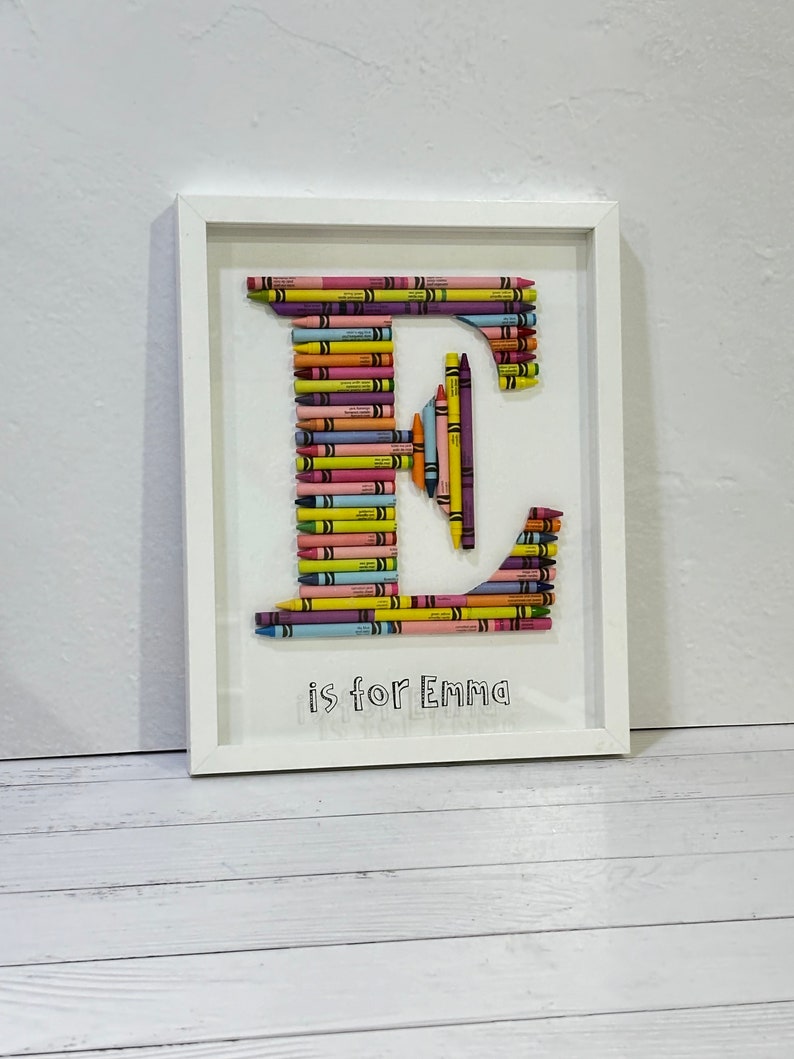 Custom Crayon Monogram, Baby Gift, Personalized Crayon Letter, Pastel colors, Baby Girl Nursery Decor, Handmade image 1