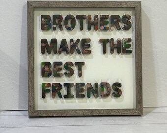 Brothers Make the Best Friends, 3D Wall Quote, Melted Crayon Word Art, quote for kids room, nursery framed decor