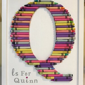 Custom Crayon Monogram, Baby Gift, Personalized Crayon Letter, Pastel colors, Baby Girl Nursery Decor, Handmade image 7