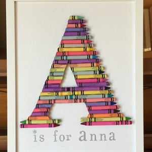 Custom Crayon Monogram, Baby Gift, Personalized Crayon Letter, Pastel colors, Baby Girl Nursery Decor, Handmade image 4