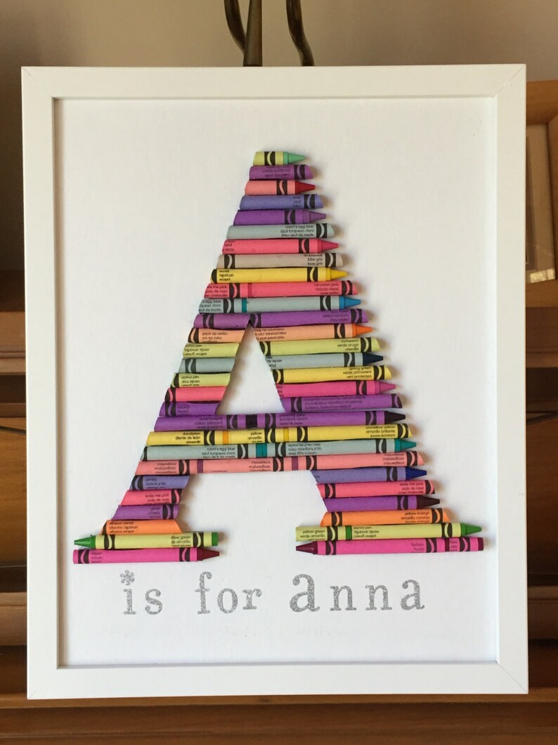 Custom Crayon Monogram, Baby Gift, Personalized Crayon Letter, Pastel colors, Baby Girl Nursery Decor, Handmade image 4
