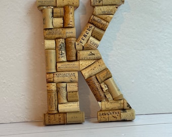 Letter K / Wine Cork Letter / Wine Gift / Wine Cork Monogram / Wine hostess gift / personalized holiday gift - Ready to Ship