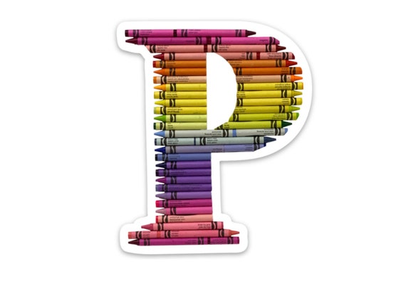 Letter P, Alphabet Letter Vinyl Decal, Cute Sticker, Crayon Letter Sticker,  Monogram Sticker, MacBook Decal, Laptop Sticker, Bottle Sticker 