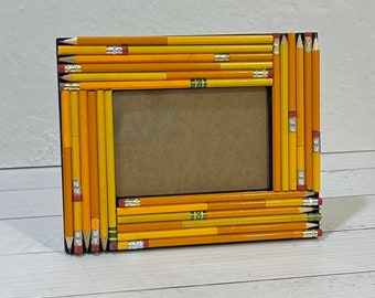 Upcycled no2 Pencil Picture Frame, 4x6 photo frame, teacher appreciation gift, baby gift photo frame