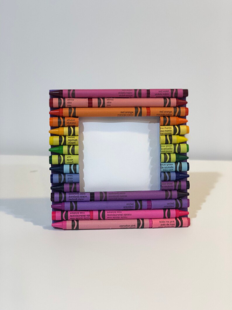 Cut Crayon Picture Frame Small Square Rainbow Photo Image 0
