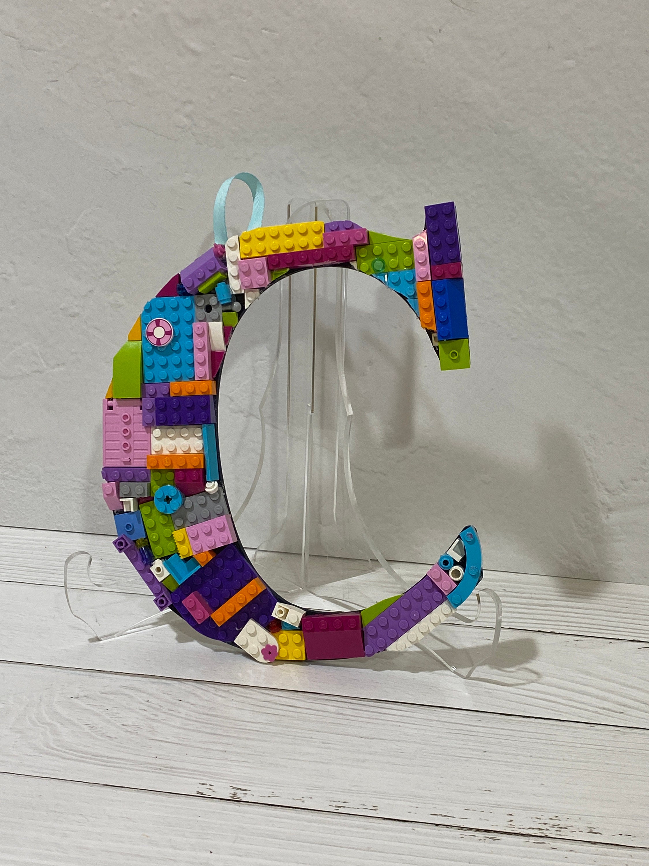 READY TO SHIP- Letter C- Building Brick Monogram , Building Blocks Initial, Colorful Brick Letter Wall Art