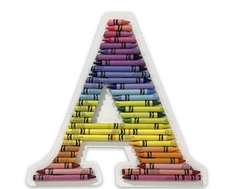 Letter A, Alphabet Letter Vinyl Decal / Cute Sticker / Crayon Monogram Sticker / MacBook Decal/ Laptop Sticker/ Water Bottle Sticker