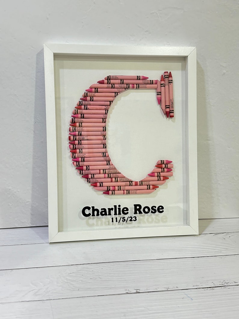 Custom Crayon Monogram, Baby Gift, Personalized Crayon Letter, Pastel colors, Baby Girl Nursery Decor, Handmade image 2