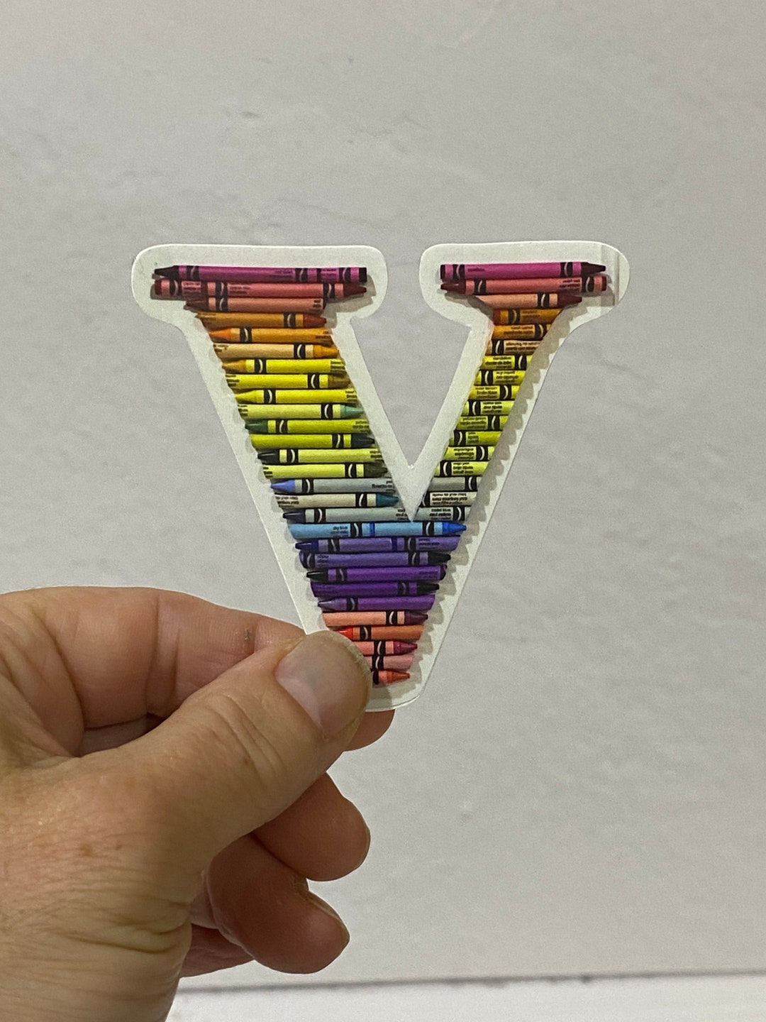 Letter V, Alphabet Letter Vinyl Decal / Cute Sticker / Crayon Monogram ...