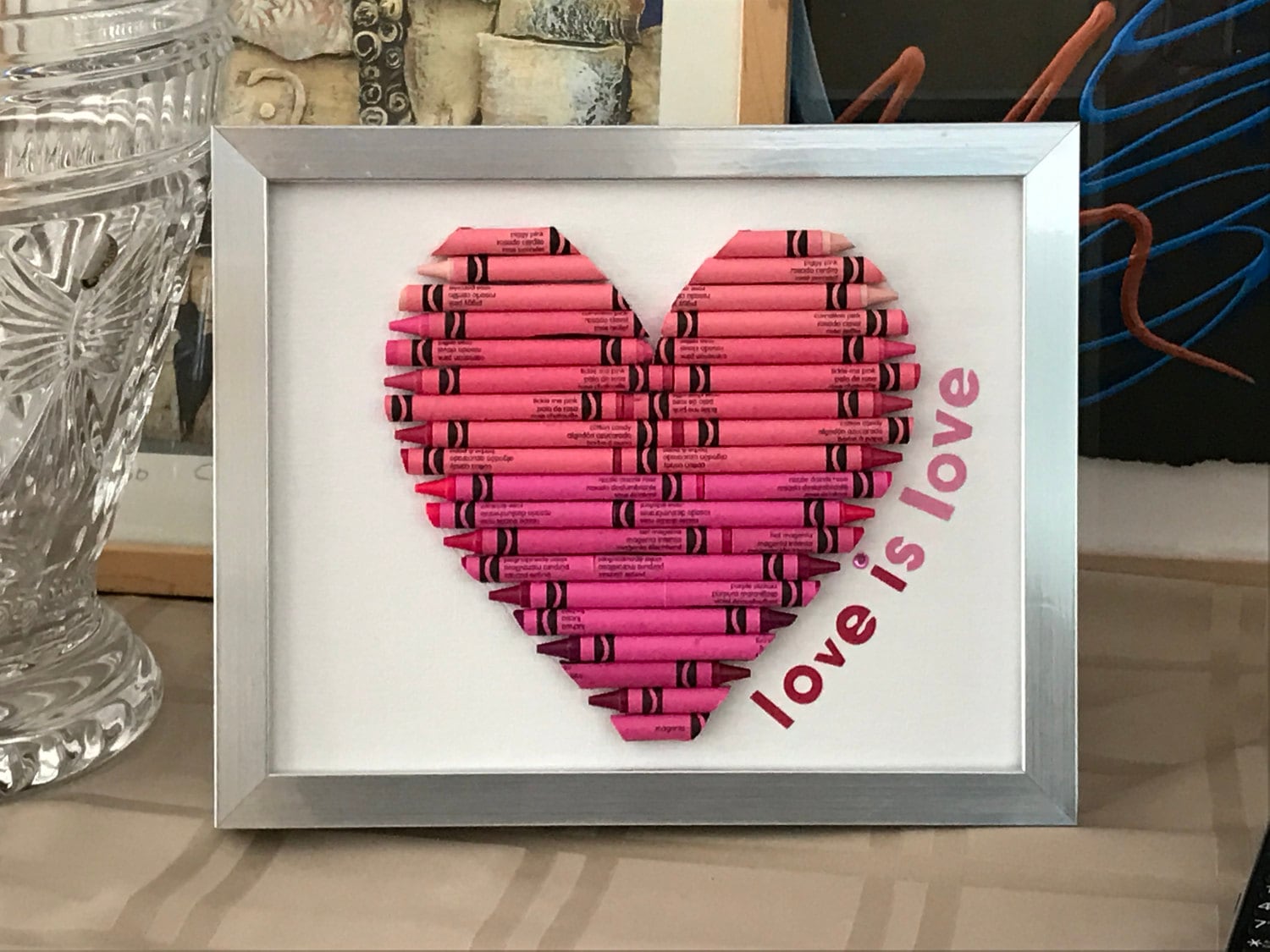 Cut Crayon Heart MINI 5x7, Framed or Unframed Wall Art, Custom