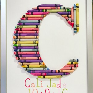 Custom Crayon Monogram, Baby Gift, Personalized Crayon Letter, Pastel colors, Baby Girl Nursery Decor, Handmade image 6