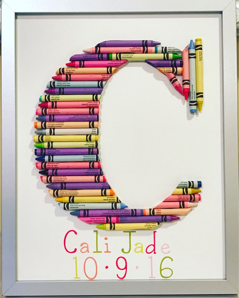 Custom Crayon Monogram, Baby Gift, Personalized Crayon Letter, Pastel colors, Baby Girl Nursery Decor, Handmade image 6